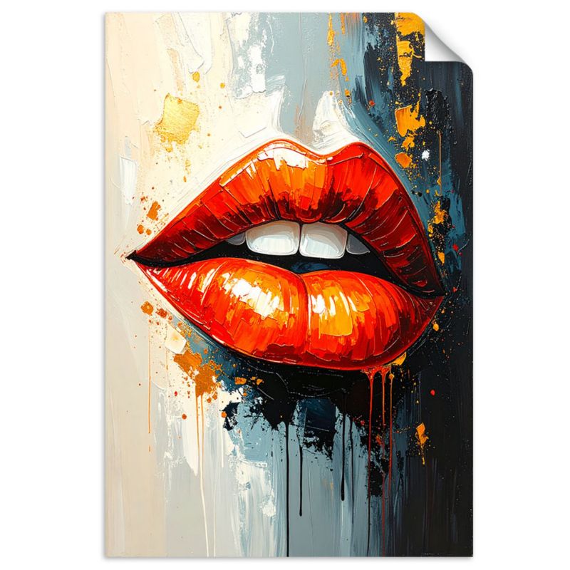 Plakaty samoprzylepne do salonu sypialni Feeby Czerwone usta 60x90cm 1szt