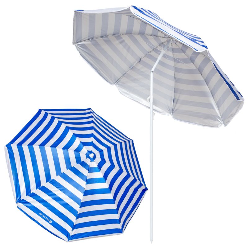Parasol plażowy Beactive.pl składany ogrodowy na balkon 180cm niebieskie paski 1 szt.