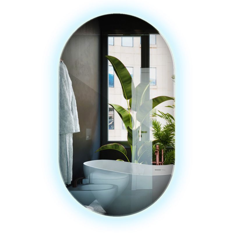 Lustro Owalne Wallfluent 46 x 80 cm Podświetlane Wiszące do Salonu Zimne światło 1 szt.