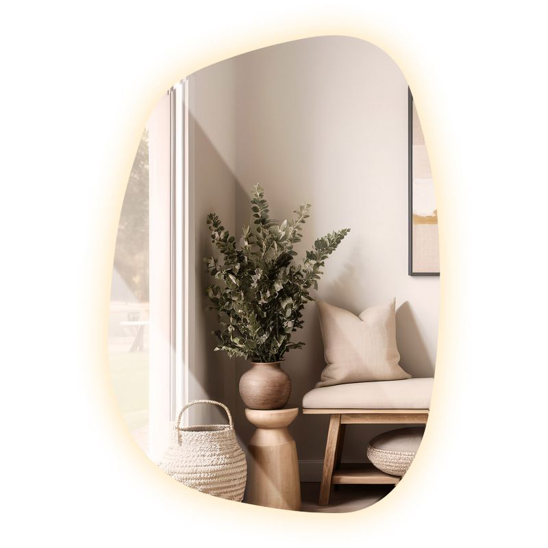 Wiszące Ścienne Lustro z Oświeleniem LED Tulup 68 x 47 cm Ciepłe Światło Dekoracyjne Organiczny Kształt 1 szt.