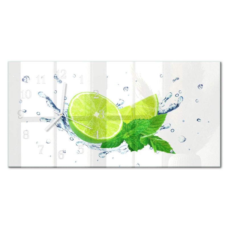 Designerski Zegar Ścienny Tulup 60x30 cm z Białymi Wskazówkami Cytryna mięta 1 szt.