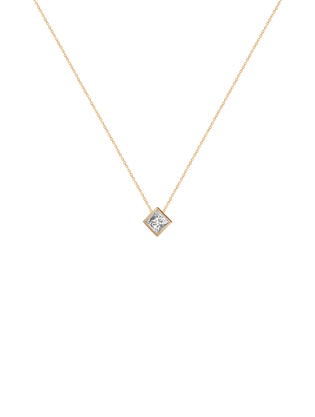 Princessa Cut Diamond Necklace - naszyjnik z diamentem princessa, 42