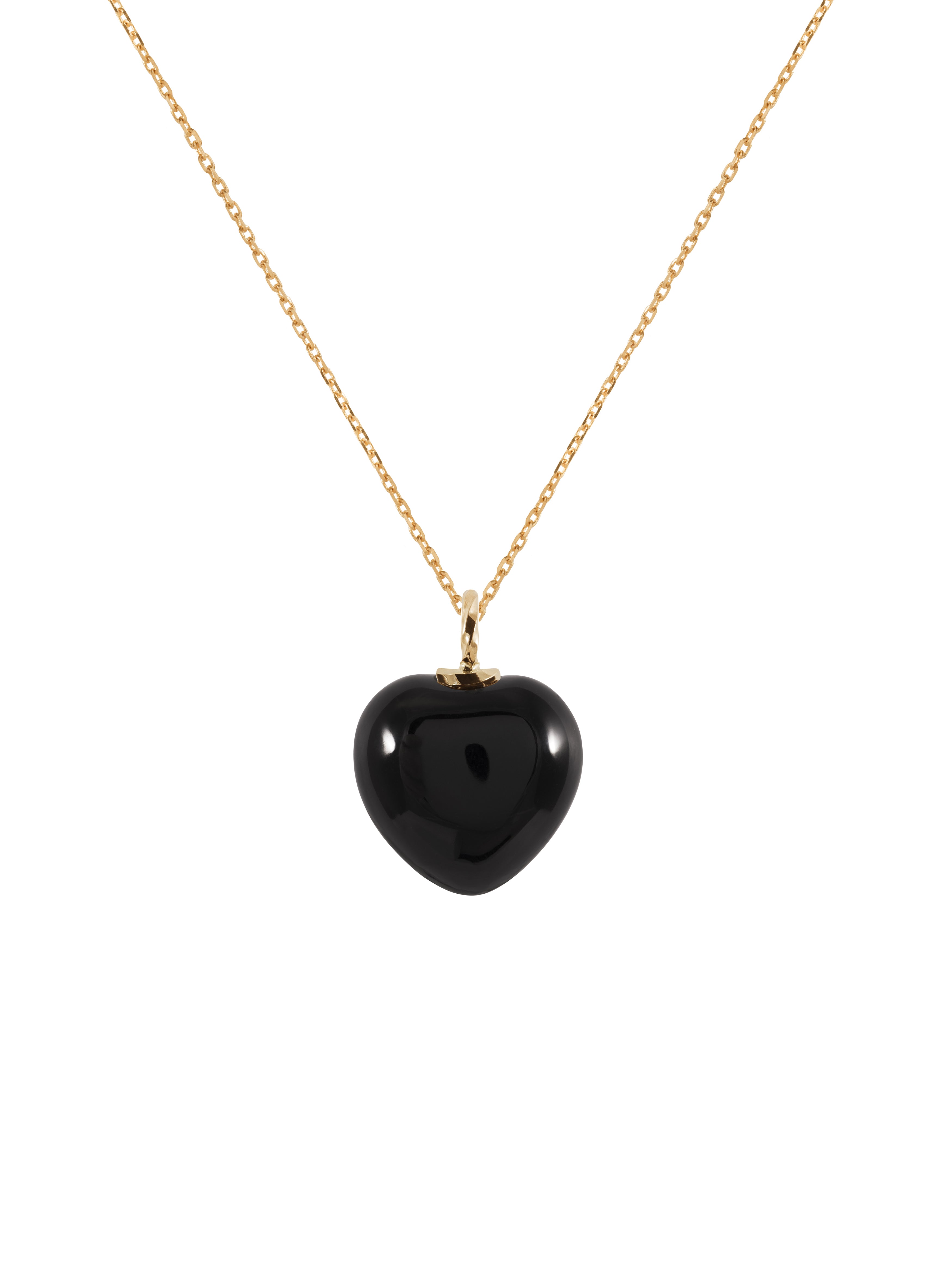 Sirena Necklace N°2 - naszyjnik z zawieszką z onyksem w kształt serca, 48