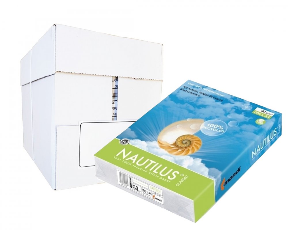 5x papier ksero ekologiczny Mondi Nautilus Classic, A4, 80g/m2, 500 arkuszy, biały