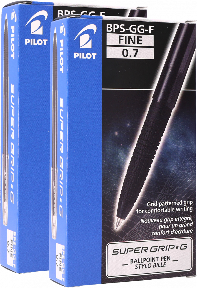 24x Długopis Pilot, Super Grip G, 0.7 mm, czarny
