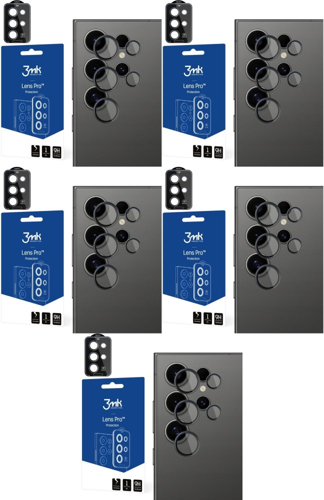5x Szkło hartowane 3mk Lens Protection Pro Black, na aparat, do Samsung Galaxy S24 Ultra