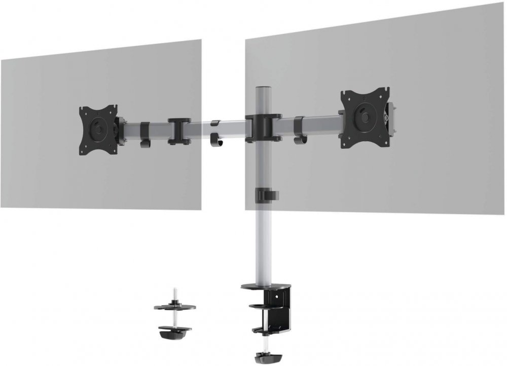 Uchwyt na 2 monitory Durable Select, srebrno-czarny