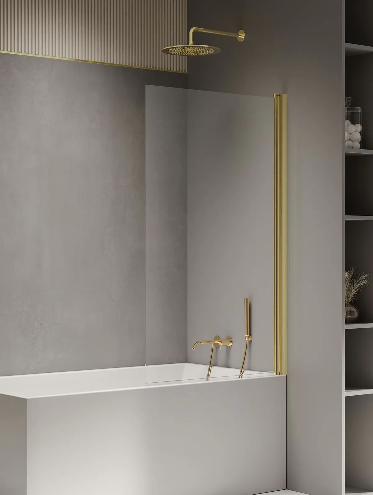 New Trendy New Soleo Light Gold parawan nawannowy 70 cm złoty połysk/szkło przezroczyste P-0103