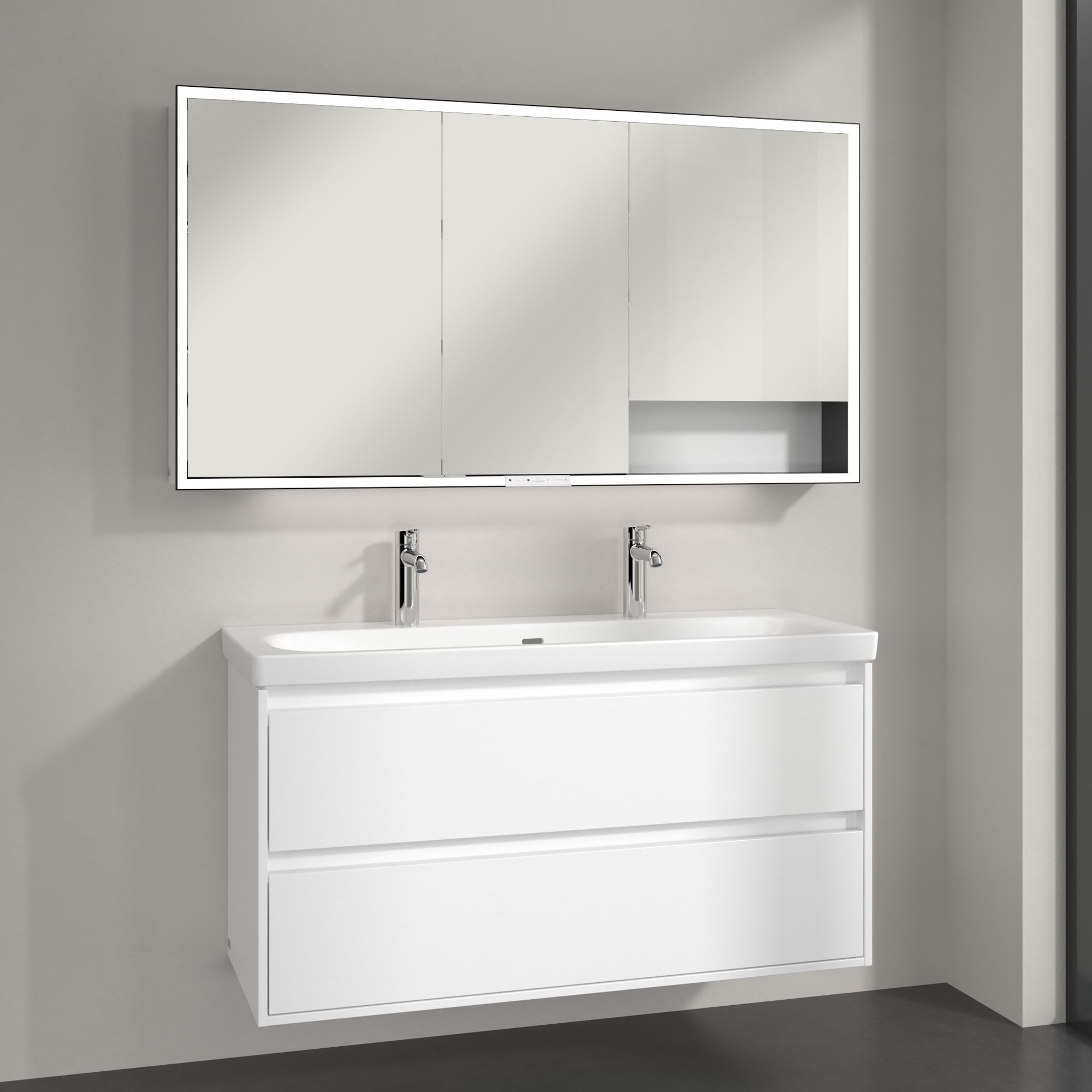 Villeroy & Boch My View+ szafka 140x16,8x75 cm z lustrem Pure White/czarny B48114VF