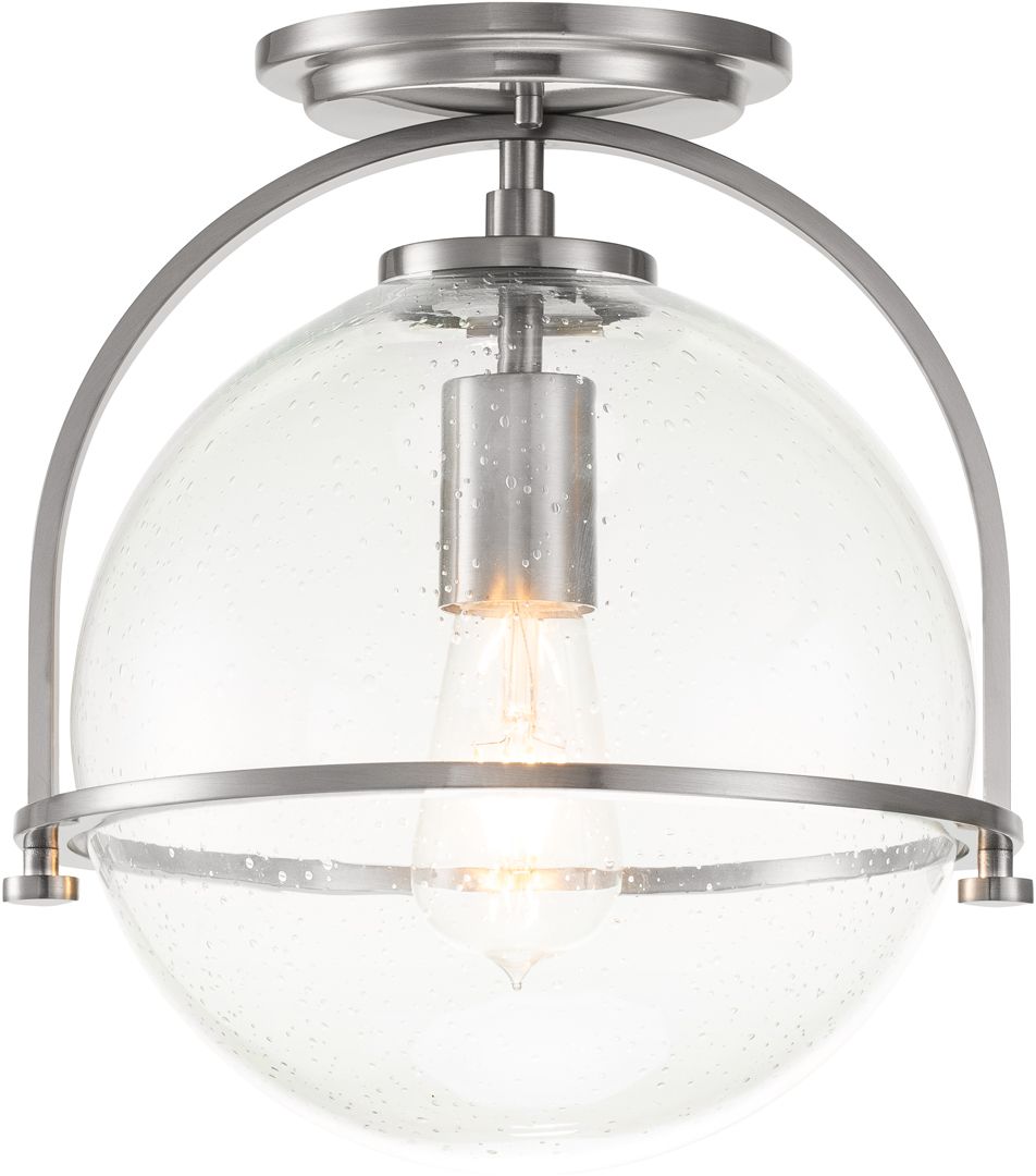 Quintiesse Somerset lampa podsufitowa 1x60 W przezroczysta-szczotkowany nikiel QN-SOMERSET-F-C-BN