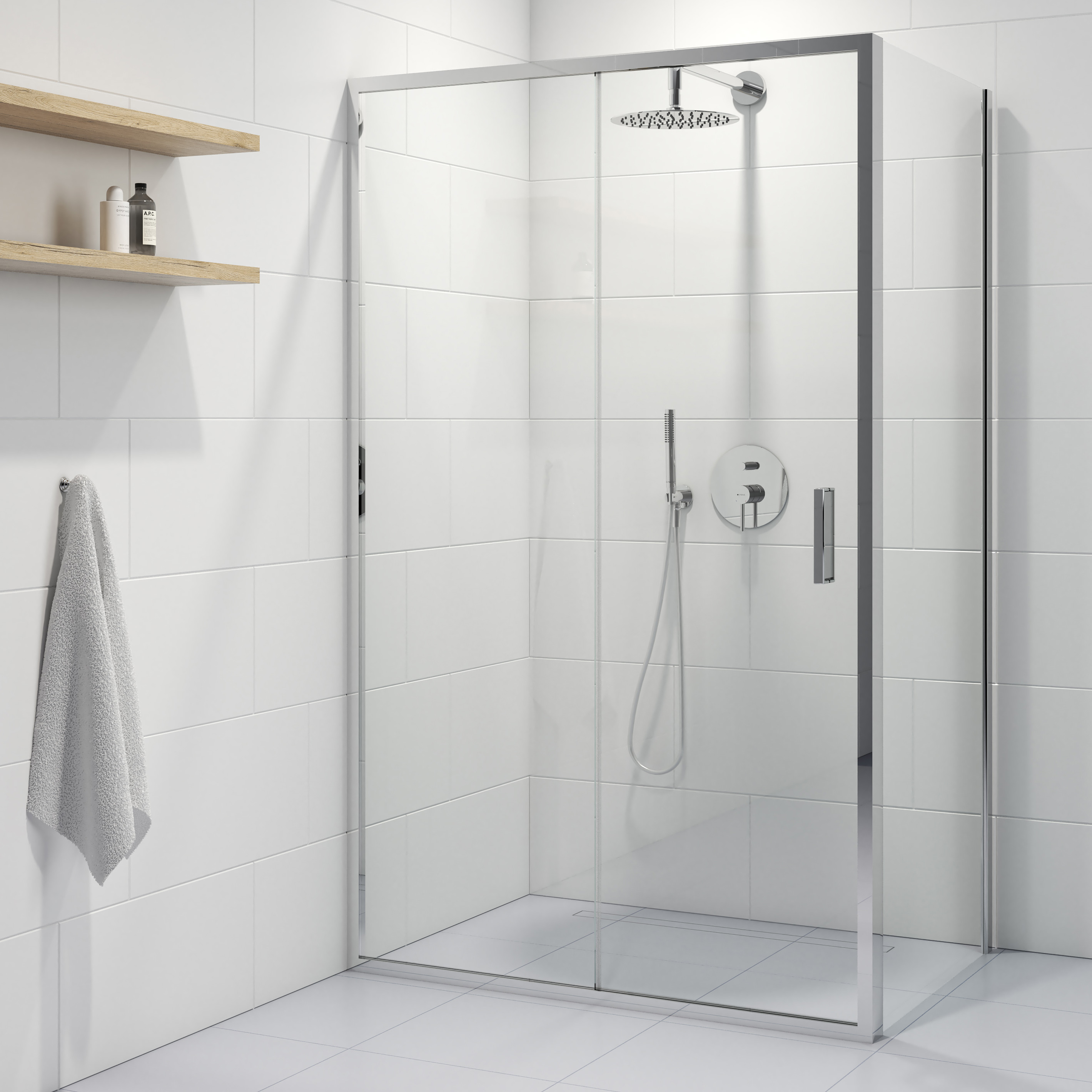 Oltens Fulla kabina prysznicowa 130x80 cm prostokątna drzwi ze ścianką chrom/szkło przezroczyste 20209100 - Wysyłka w 24h