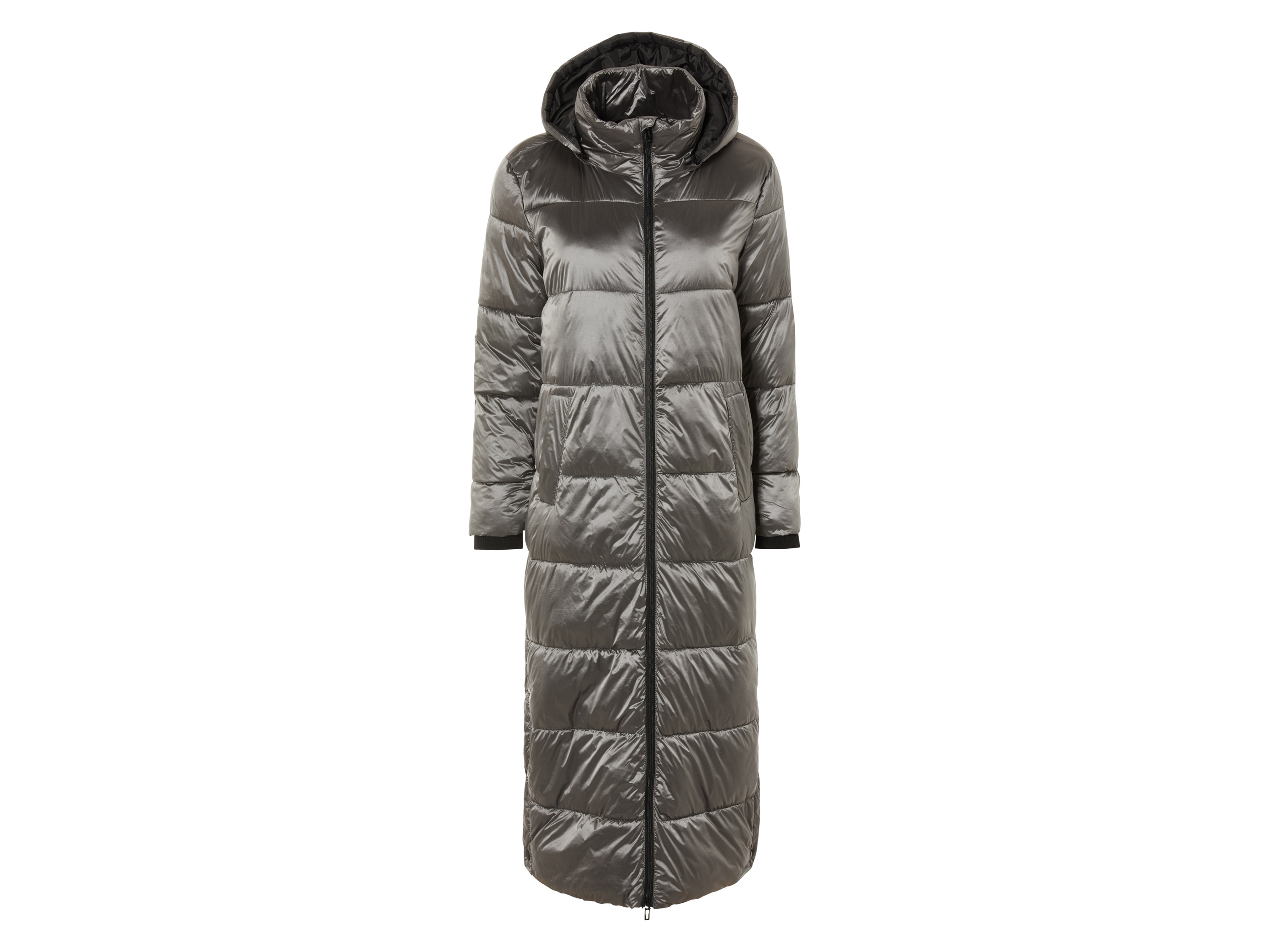 esmara Pikowany płaszcz damski maxi L 44/46, Srebrny