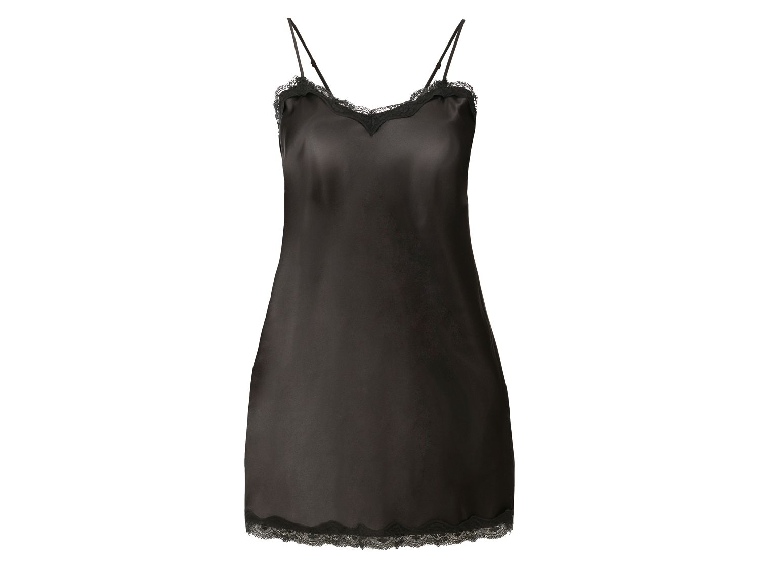 Esmara Lingerie Damska satynowa koszula nocna XL Czarny, 52