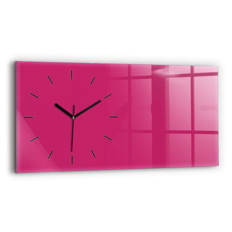 Zegar szklany czarne wskazówki Wallfluent 60x30 cm Kolor mocny różowy 1 szt.