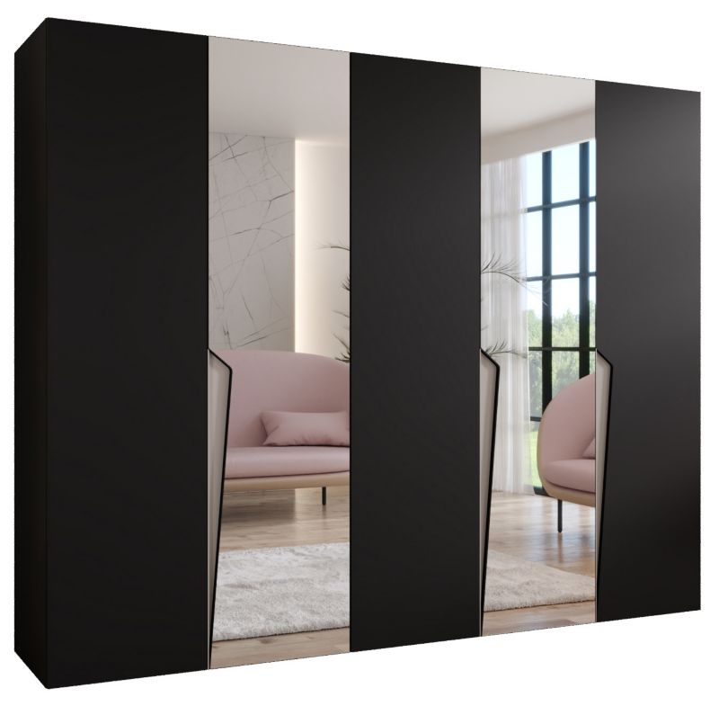 Szafa uchylna z lustrem z lustrem otwierana Abiks PIANO 2 250 wys 202 cm Czarny + Kaszmir 1 szt