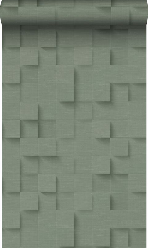 Tapeta Origin Wallcoverings kostki 3D szaro zielonym 50 x 900 cm - 1 rol.