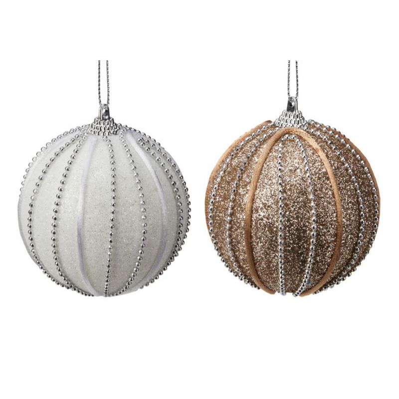 Bombki choinkowe Koopman brokatowe paski 8 cm 12 szt. 1 kpl.