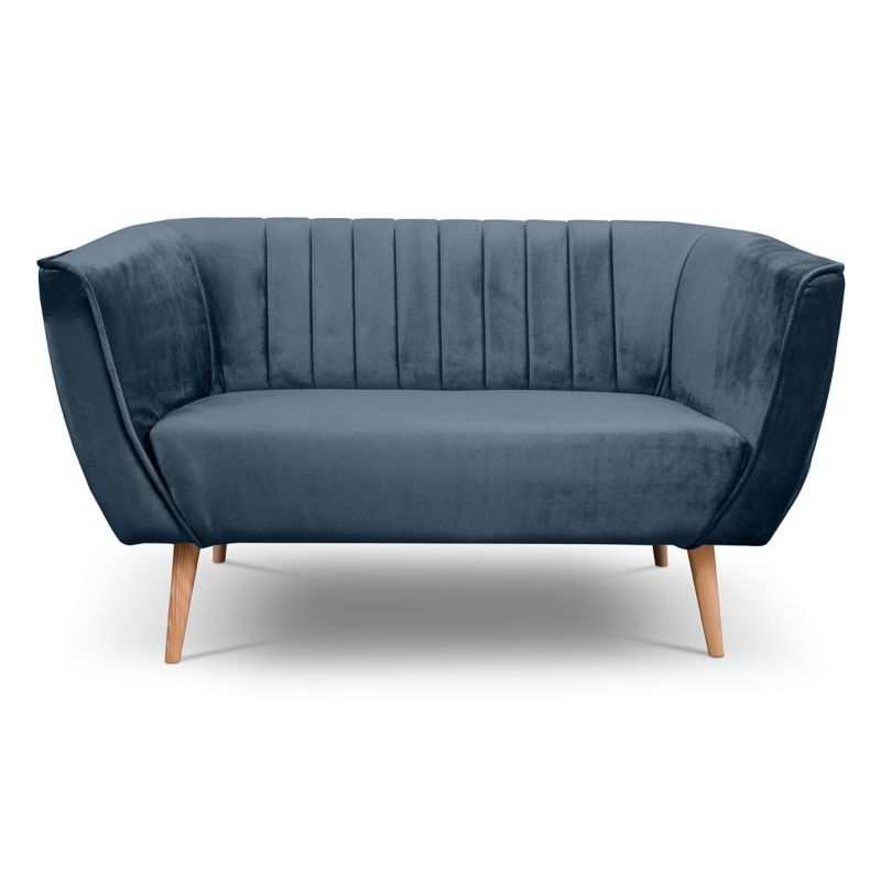 Sofa dwuosobowa z przeszyciami Bettso Pik nowoczesny na drewnianych nogach granatowy 1szt.