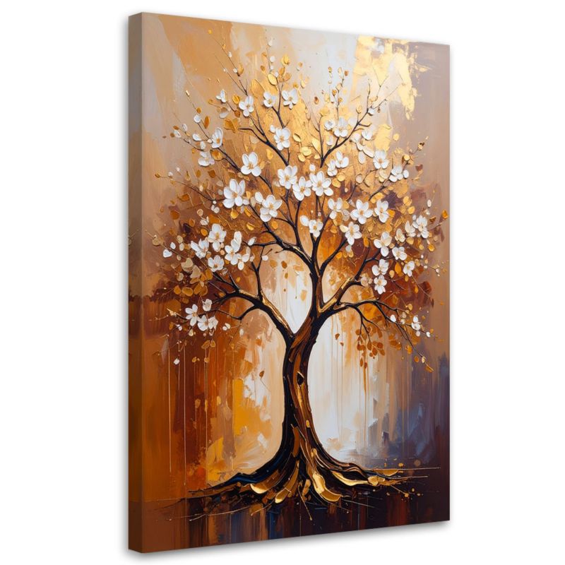 Obraz do salonu Feeby Złote Drzewo Życia Kwiaty Abstrakcja 80x120cm 1szt