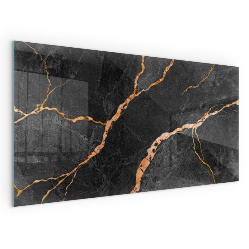Szklana Podkładka Pod Kominek Prostokąt Wallfluent 140x70 cm Marmur z delikatnymi żyłkami 1 szt.