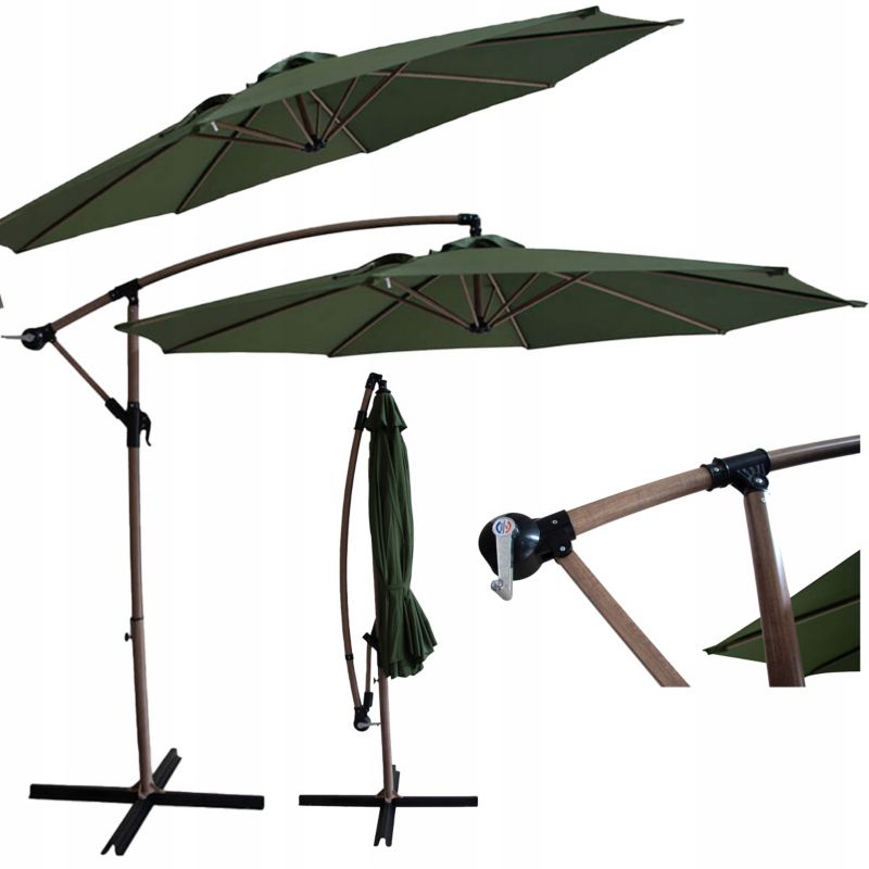 Parasol Ogrodowy Focus Garden Składany Boczny Santorini z Wysięgnikiem Green 3m 1 Szt