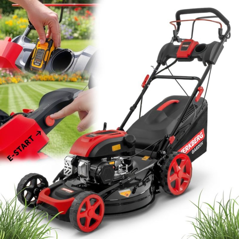 Kosiarka Werkberg Garden spalinowa 196CC napęd 51 cm kosz 60L z rozrusznikiem elektrycznym e-start mulczowanie 1szt.