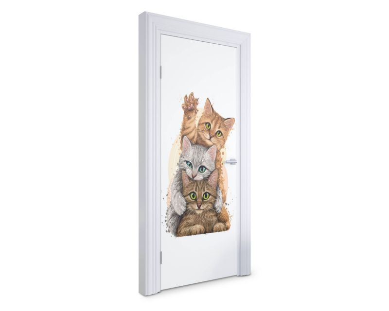 Naklejka samoprzylepna na drzwi Wallfluent 75x205 cm Trzy koty 1 szt.