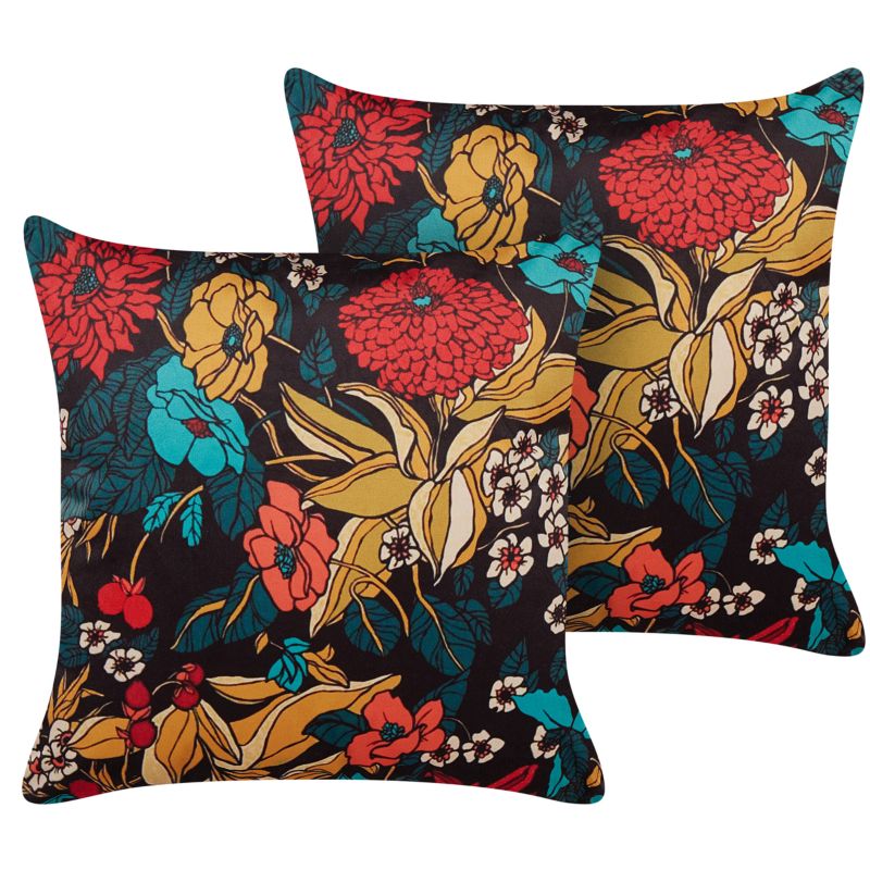Zestaw 2 poduszek dekoracyjnych Protea Welur 45 x 45 cm Kolorowy Wzór kwiatowy 1 par.