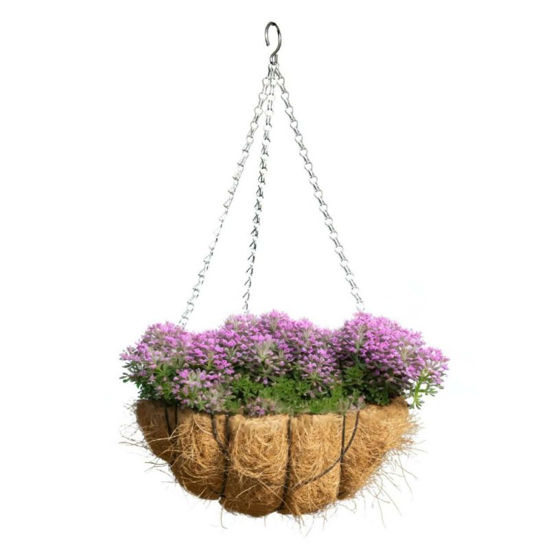 Wisząca doniczka Esschert Design czarna metalowa z włóknem kokosowym h12,1x25,6 cm 1 szt.