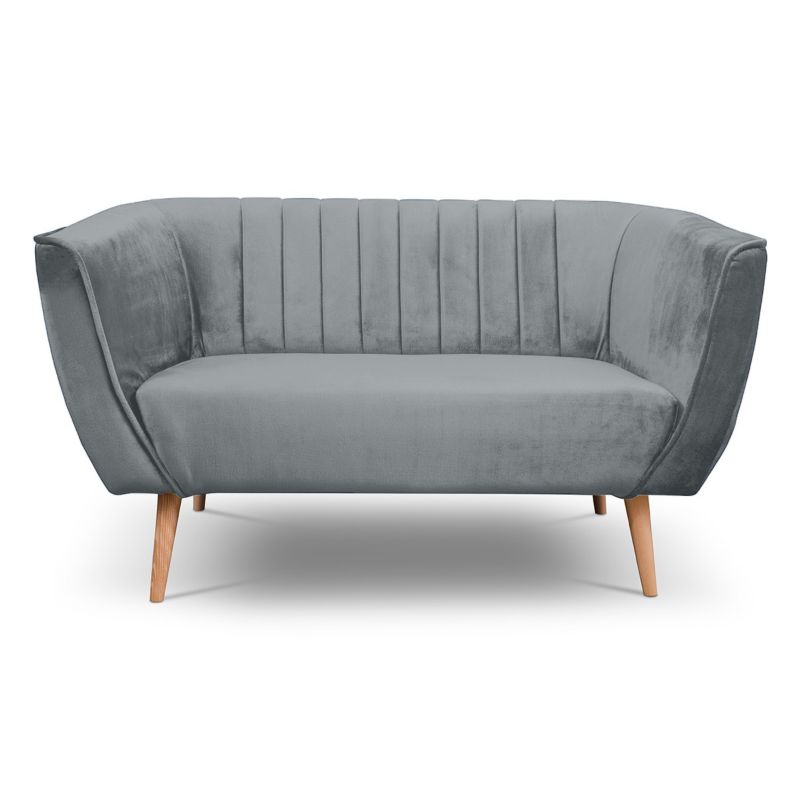 Sofa dwuosobowa z przeszyciami Bettso Pik nowoczesny na drewnianych nogach jasnoszary 1szt.