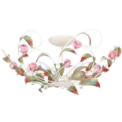 Lampa sufitowa wisząca Luminex Rose 4651 kremowo-zielona-różowa-czerwona dekoracyjna 3xE14 x 15W 1 szt.