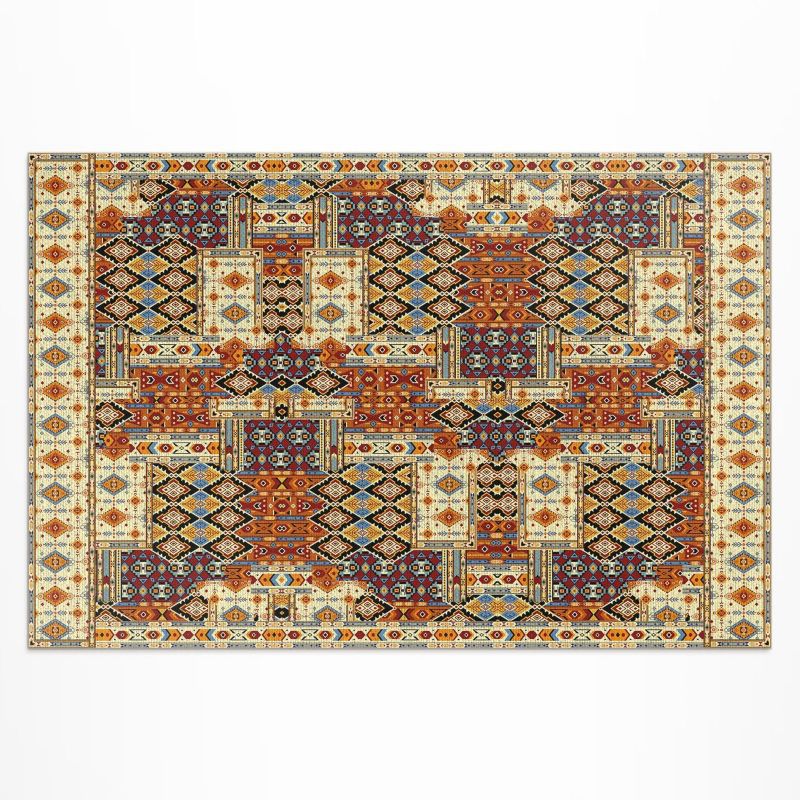 Dywan Winylowy Z Nadrukiem Wallfluent 120x180 cm Geometryczny patchwork boho vintage 1 szt.