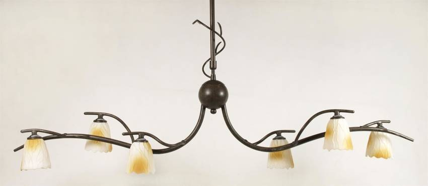 Patynowa lampa wisząca z regulacją wysokości 6-płomienna do salonu Mikado