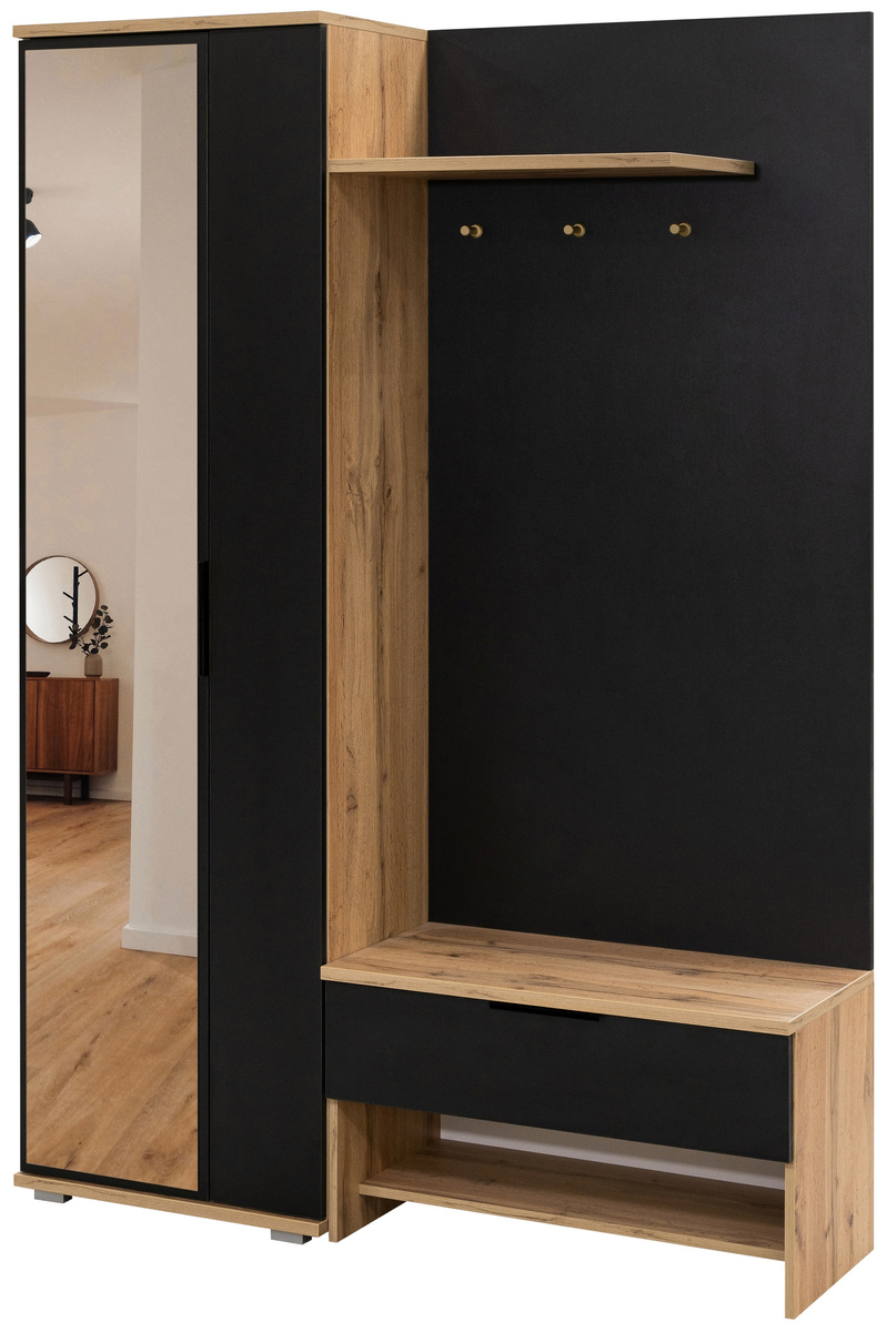 Garderoba do przedpokoju z wieszakami lustrem 140 cm MONTE