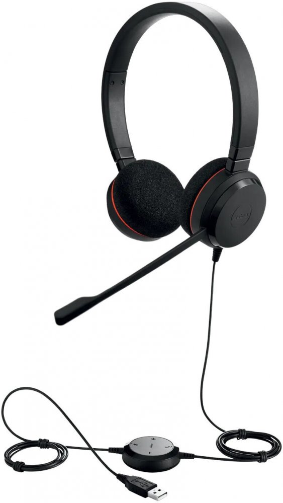 Słuchawki przewodowe Jabra Evolve 20 Duo MS Stereo USB-A, z mikrofonem, czarny