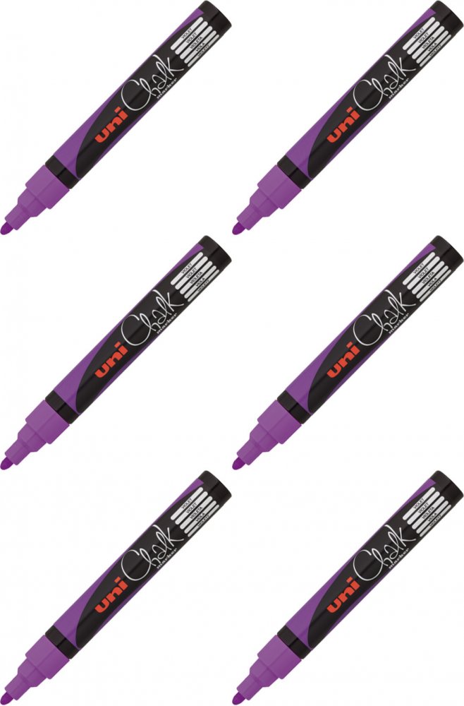 6x Marker kredowy Uni PWE-5M, okrągła, 2.5mm, fioletowy