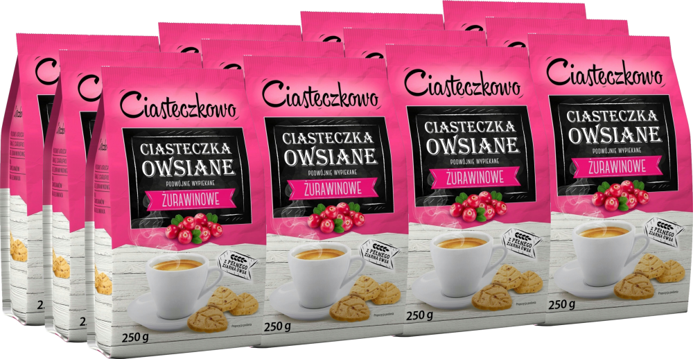 12x Ciasteczka owsiane Sante Ciasteczkowo, żurawina, 250g