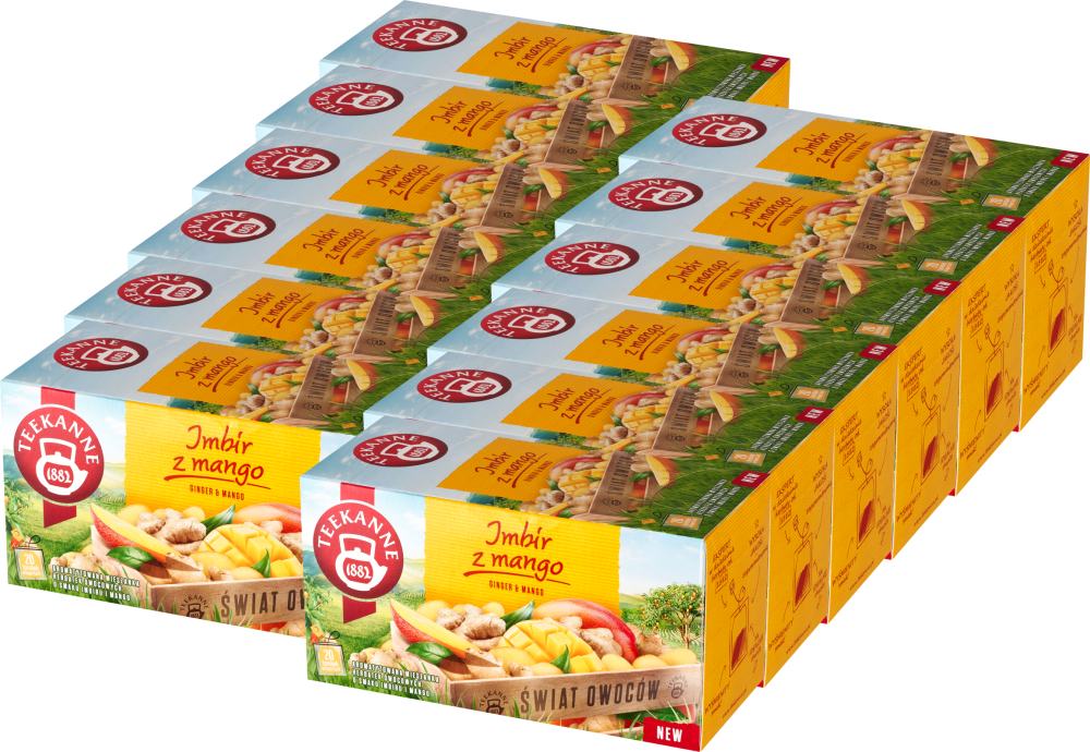 12x Herbata owocowa w kopertach Teekanne Ginger Mango, imbir i mango, 20 sztuk x 1.75g