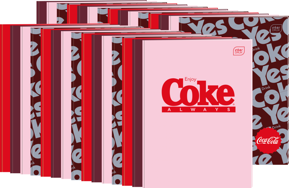 30x Zeszyt do słówek Interdruk Coca Cola, A6, 32 kartki, Hybrid, mix wzorów