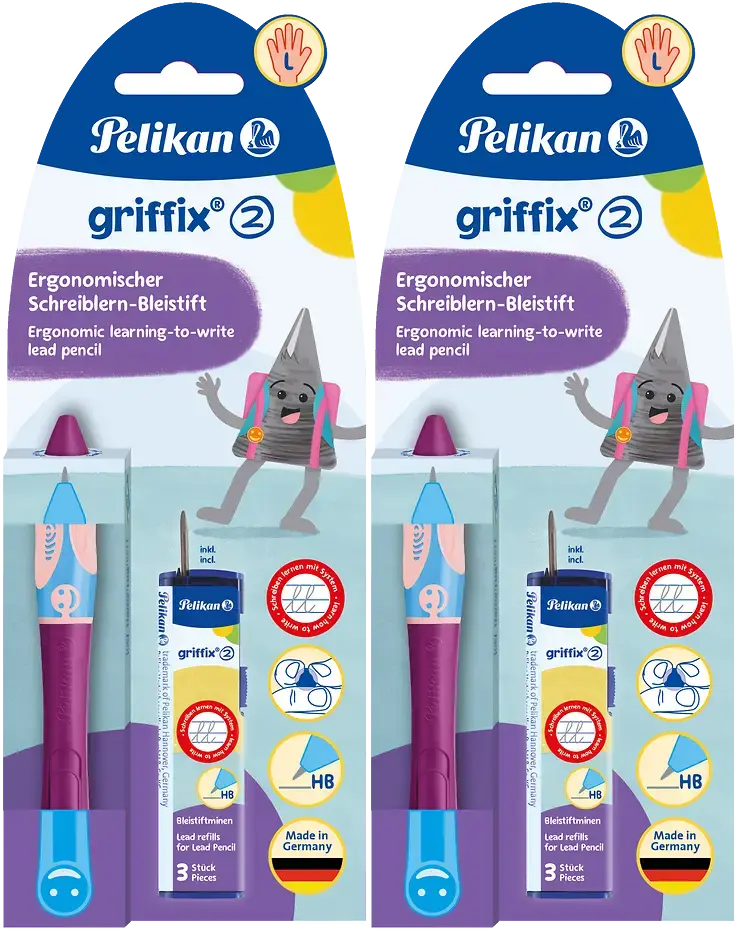 2x Ołówek automatyczny Pelikan Griffix Sweet Berry, 2mm, dla leworęcznych + 3 rysiki