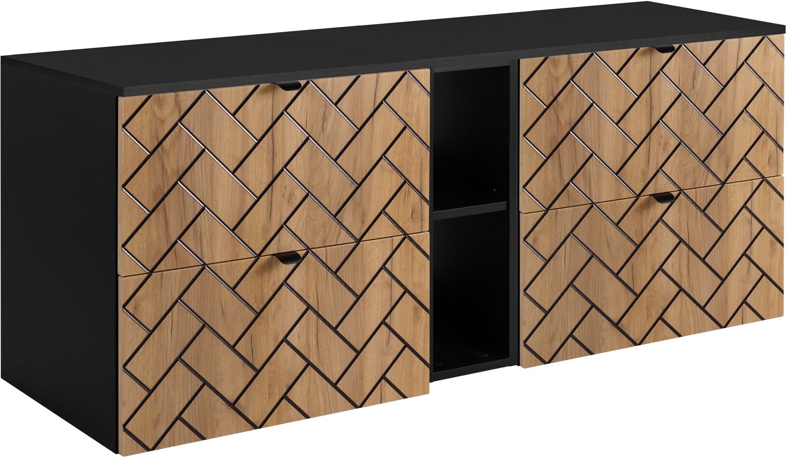Zestaw Rodan Trend zestaw mebli łazienkowych 140 cm czarny/dąb (5906154450874, 5906154452168, 5906154452007)