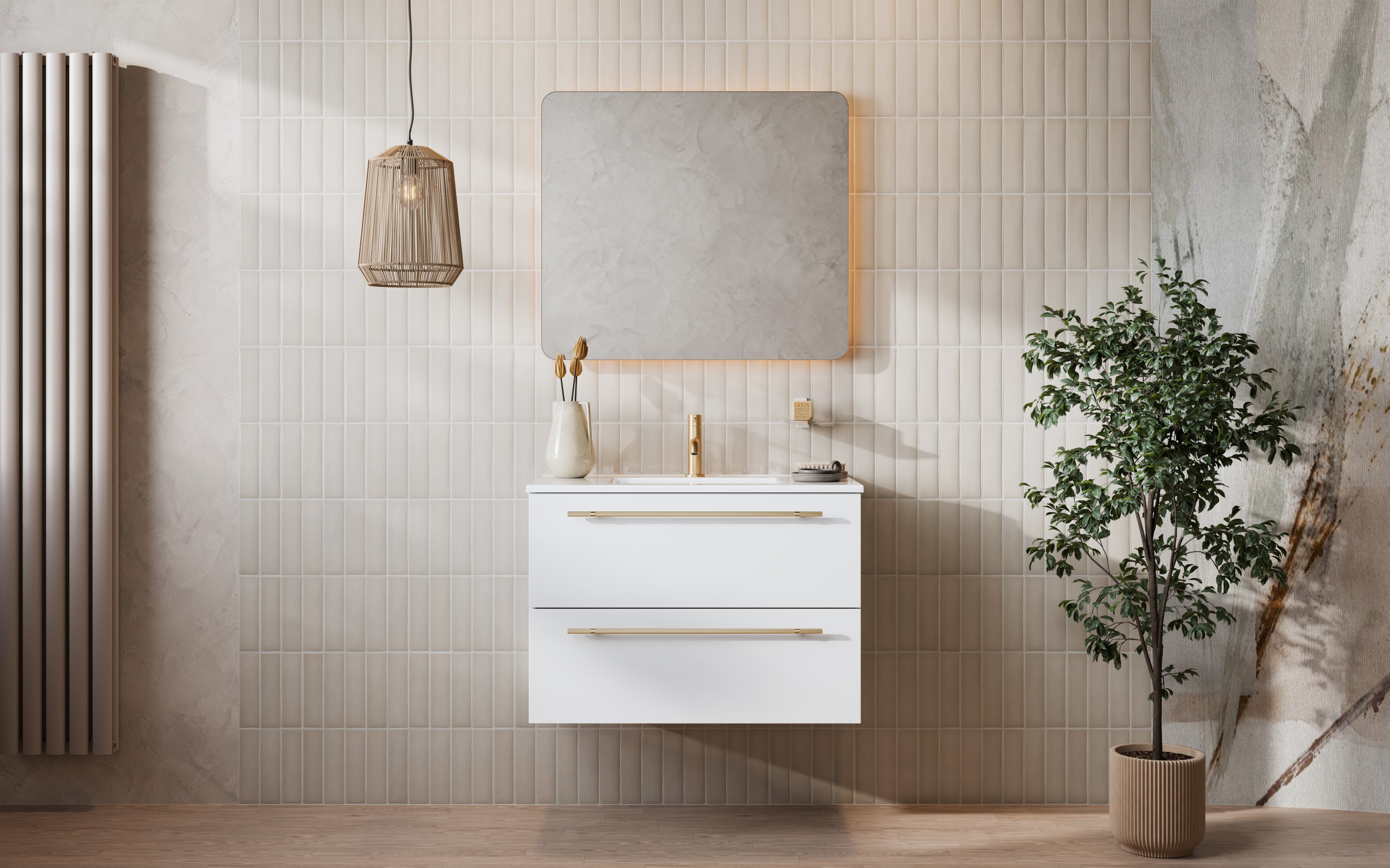 Uptrend Nava umywalka z szafką i uchwytami 60,5 cm białą 004SU6002UP4530600