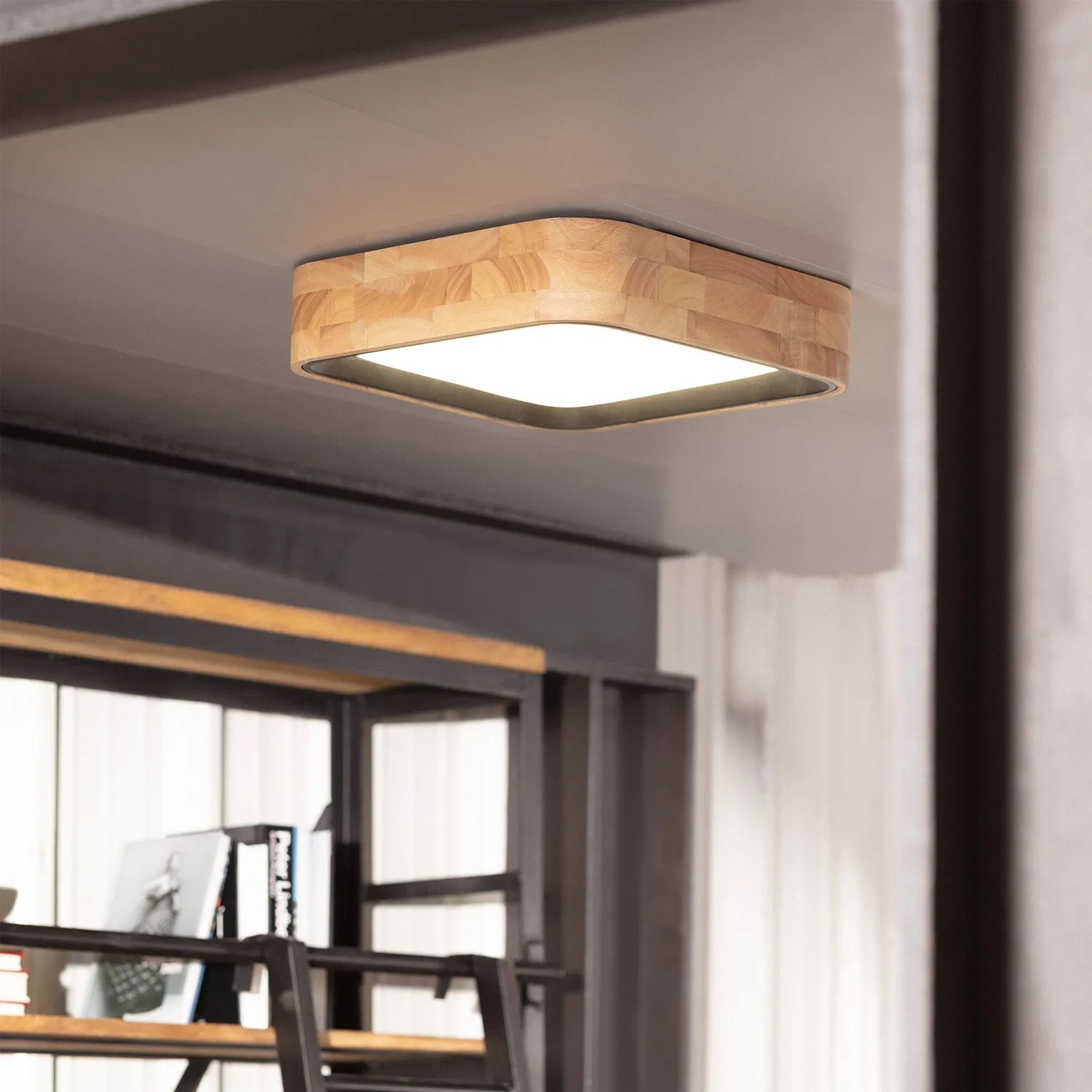 Abruzzo Naturale Mazza plafon 1x16W LED drewniany/czarny ABR-PLKDM-15W-CCT