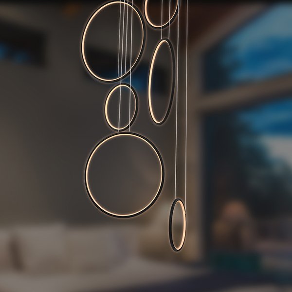 Altavola Design Ledowe Okręgi lampa wisząca 130W czarna LA076/P_90_in_4k_black