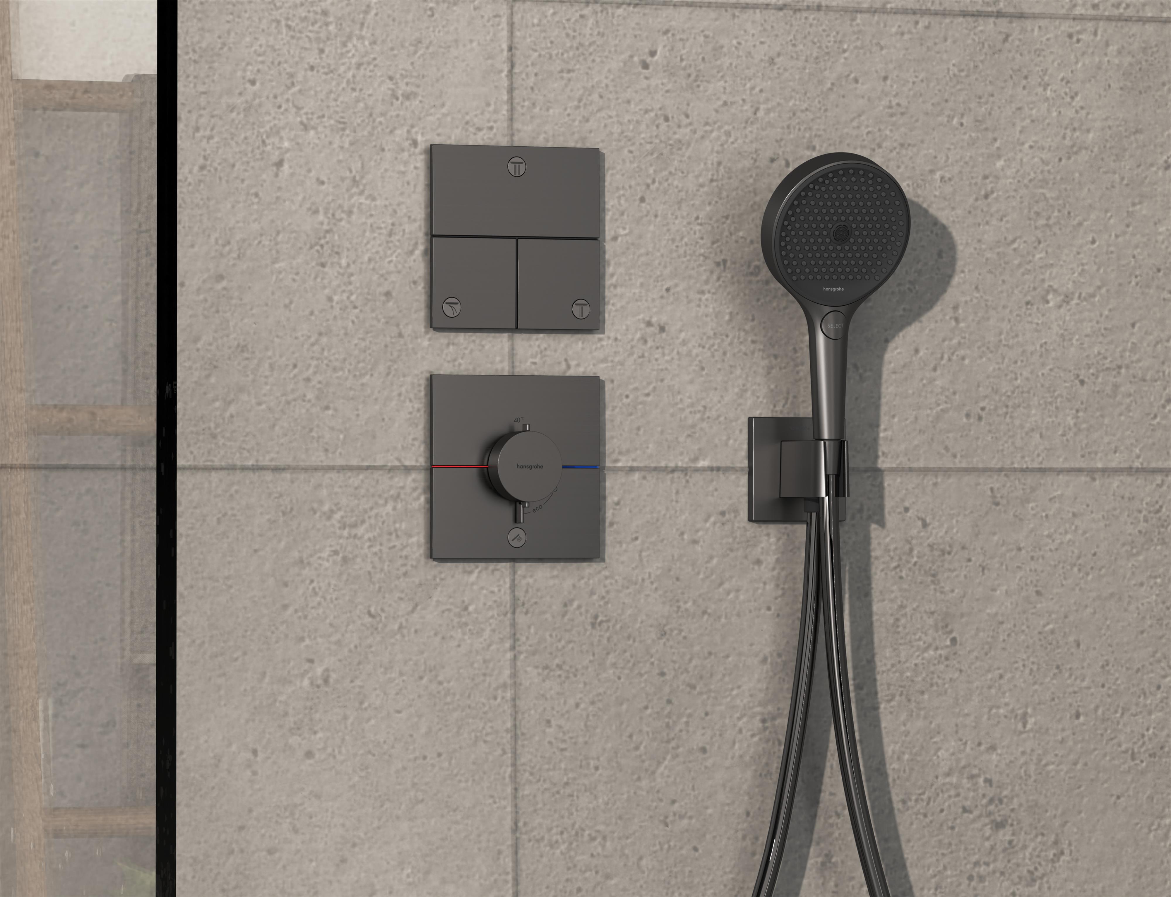 Hansgrohe ShowerSelect Comfort E bateria prysznicowa podtynkowa termostatyczna czarny chrom szczotkowany 15575340