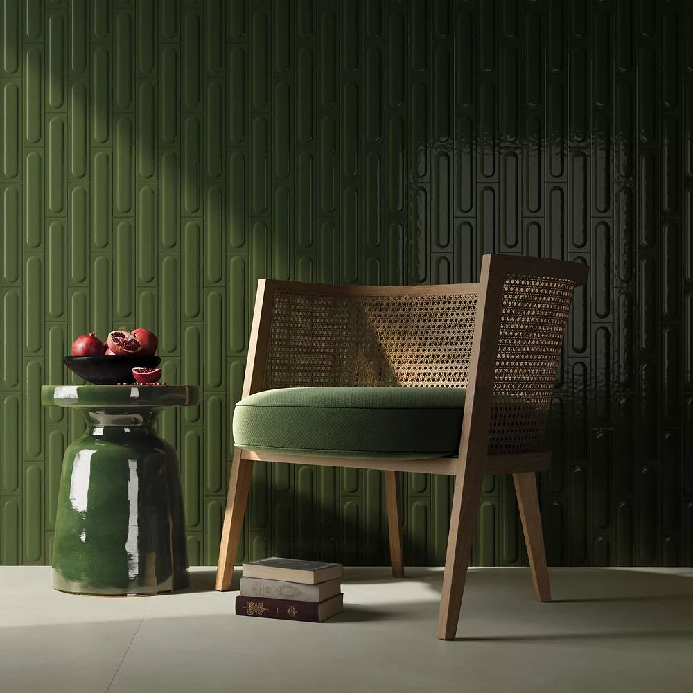 Paradyż Monpelli Olive Struktura D płytka ścienna 29,8x6,5 cm zielona