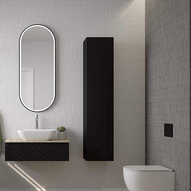 Oltens Vernal szafka 160 cm boczna wisząca czarny mat 61000300 - Wysyłka w 24h