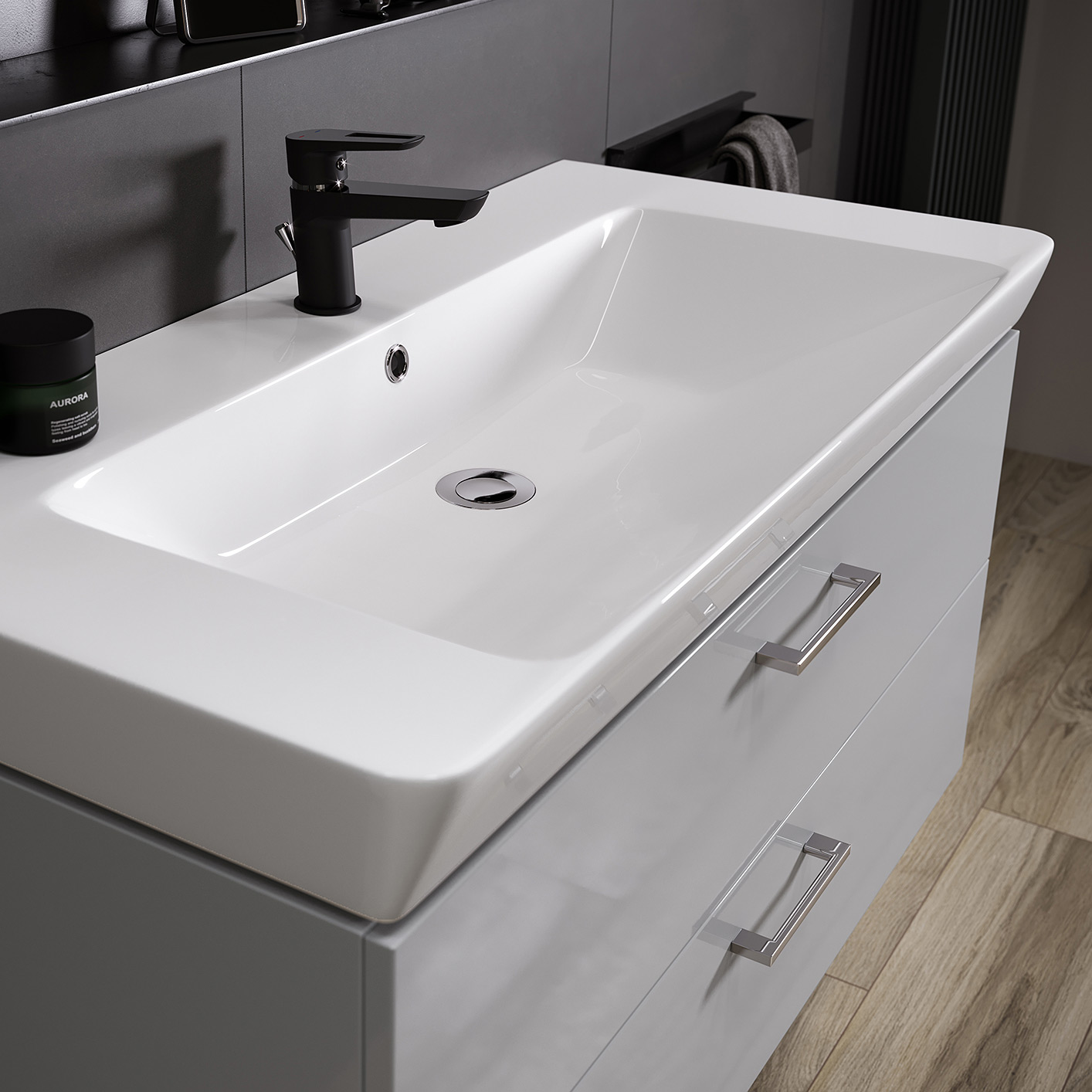 Cersanit Mille Slim umywalka z szafką Lara 60 cm szara S801-317-DSM - Wysyłka w 24h