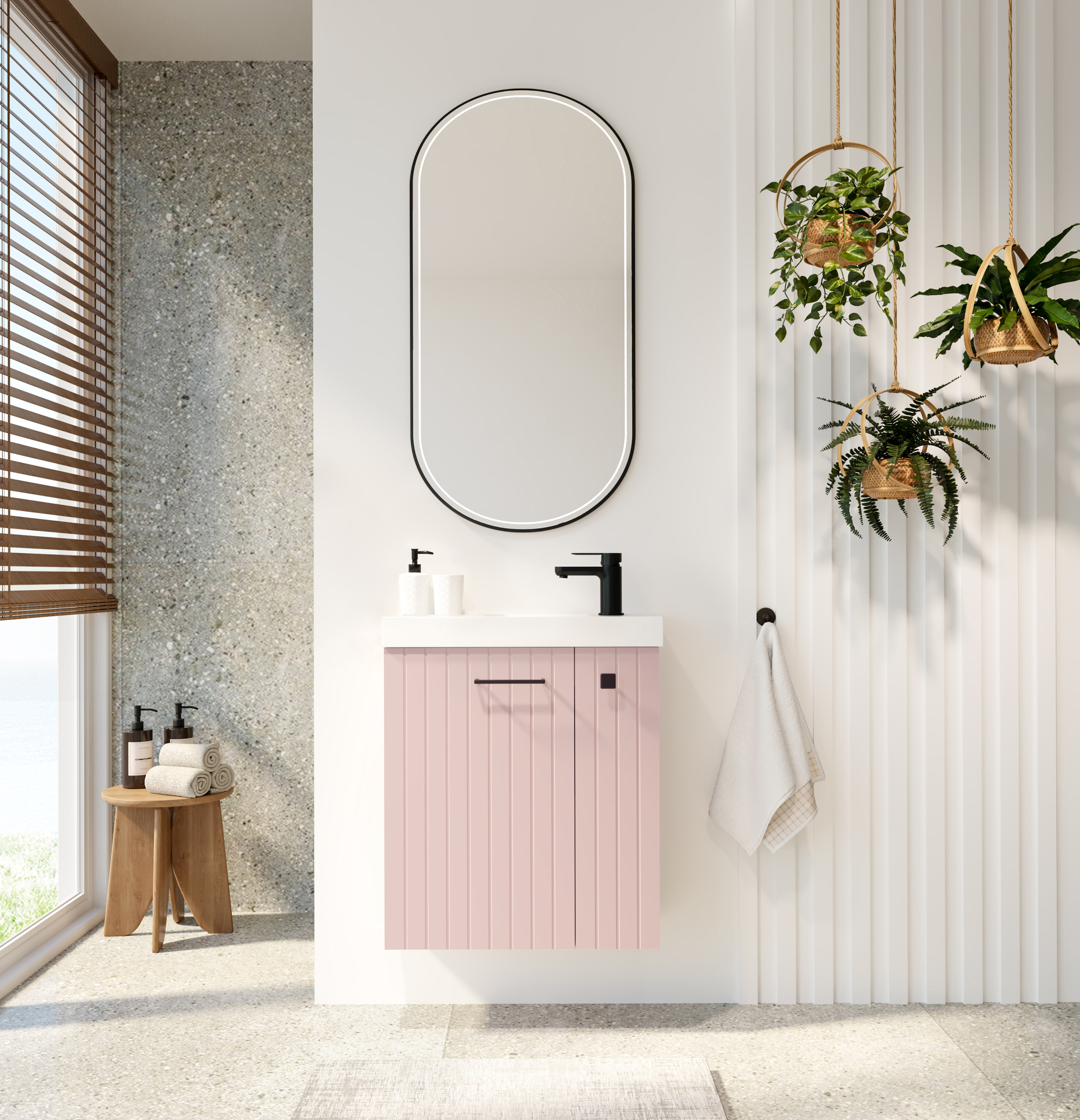Uptrend Nook umywalka z szafką i uchwytami 55 cm rose mat/czarny mat 010SU5512TR41366 - Wysyłka w 24h