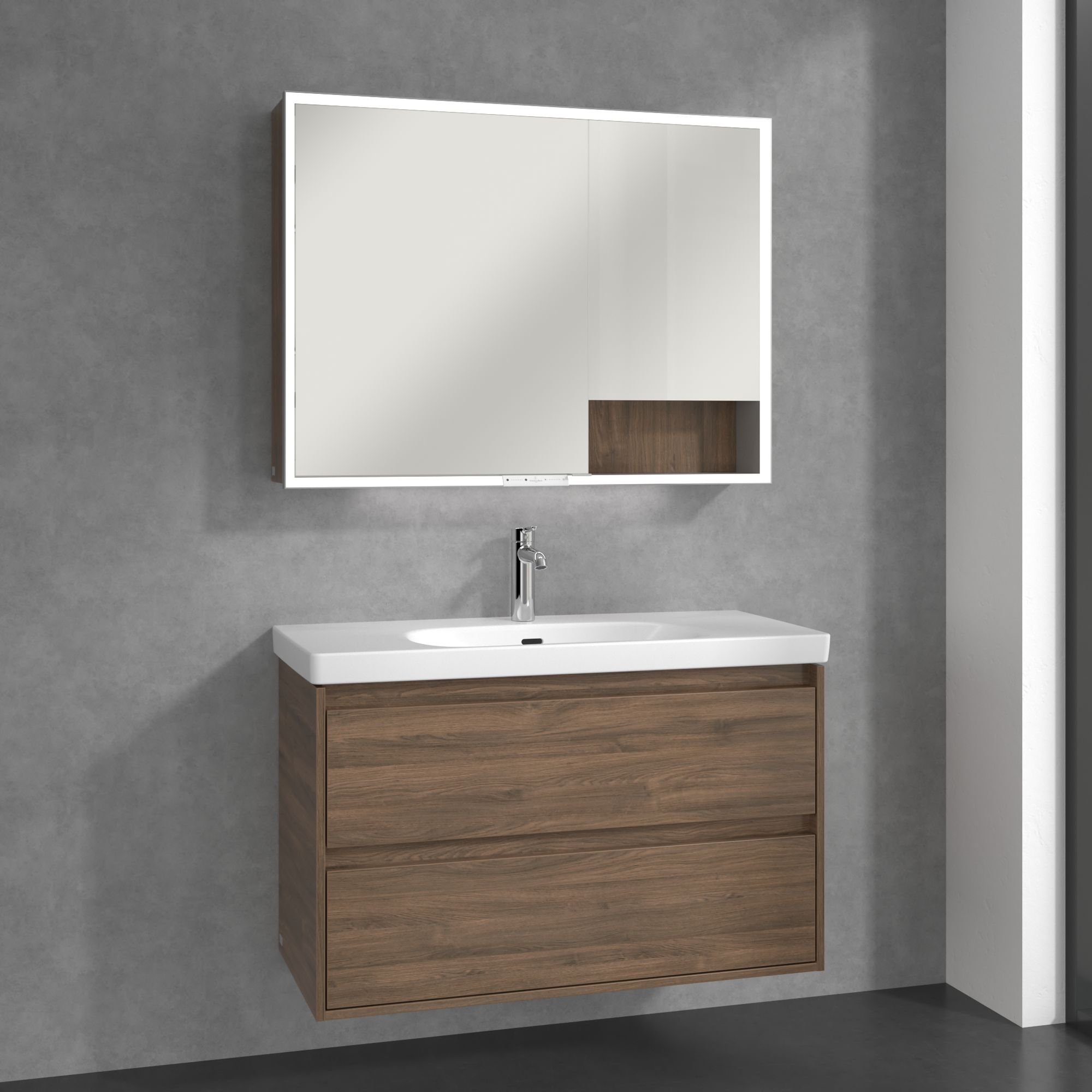 Villeroy & Boch My View+ szafka 100x16,8x75 cm z lustrem Arizona Oak A48110VH